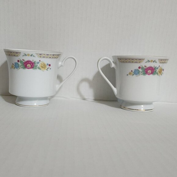 Crown Ming Fine China Jian Shiang Tranquility Footed Cup White Floral - Picture 4 of 8